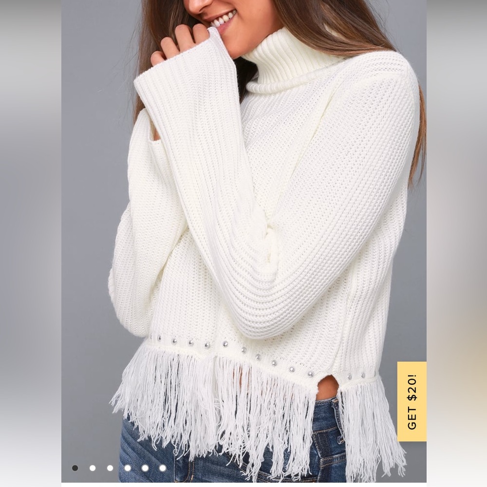 Freethinker cream fringed cropped sweater